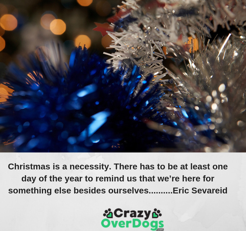 Christmas is a necessity. There has to be at least one day of the year to remind us that we’re here for something else besides ourselves. ...........Eric Sevareid