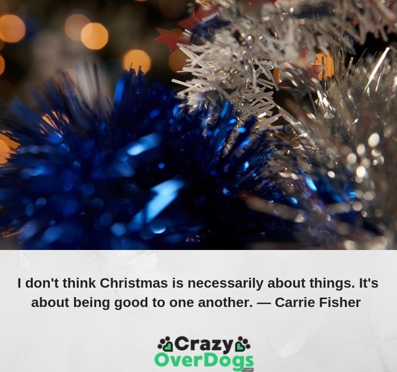 I don't think Christmas is necessarily about things. It's about being good to one another ...........Carrie Fisher