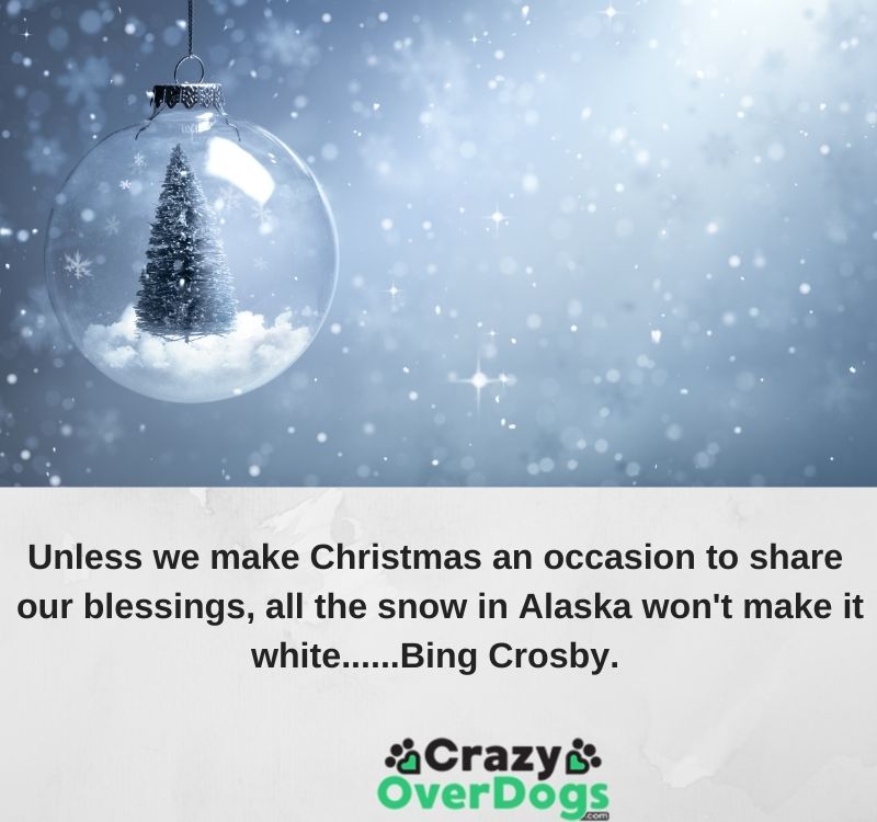 Unless we make Christmas an occasion to share our blessings, all the snow in Alaska won't make it white......Bing Crosby.